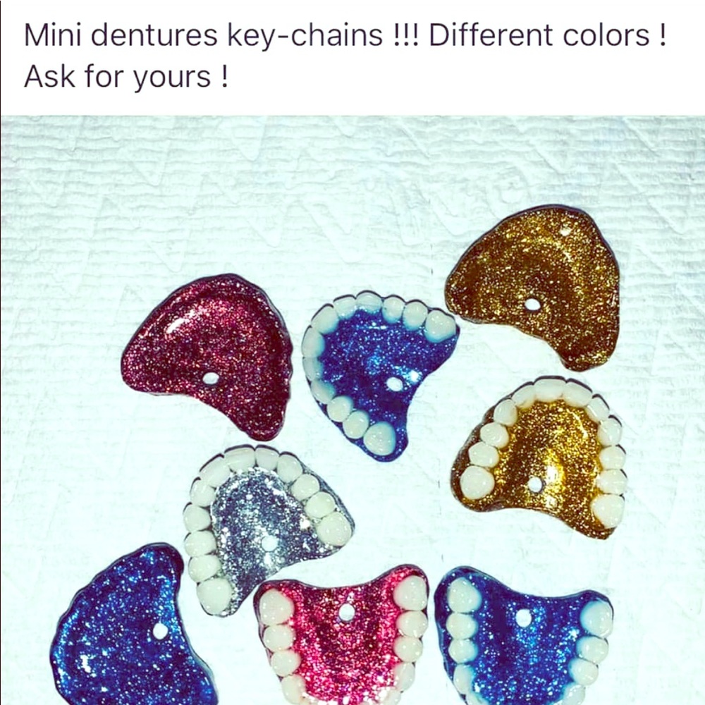 Mini dentures key chain